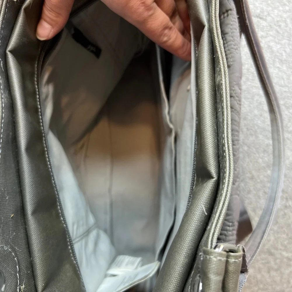 Petunia Pickle Bottom Diaper Bag Grey Quilted Shell Pattern city carryall casual